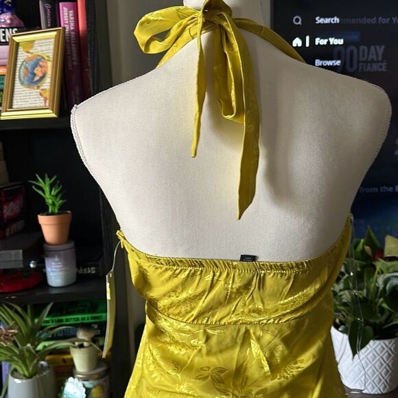 Wild Fable Size Small Yellow Halter Dress Silky material NWT - Picture 6 of 7